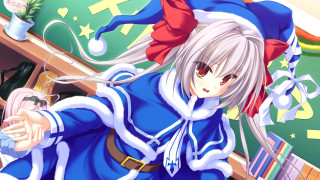 Anime whitehair blueoutfit redhat christmas - a blue outfit free wallpaper for desktop