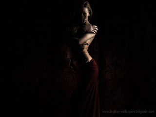 Woman long dress posing dark - a picture in the dark free wallpaper