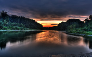River sunset trees cloudy sky 4 - river free wallpaper