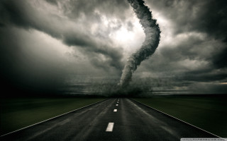 Tornado cloud night road storm - straight free wallpaper