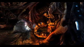 Cave man woman dragon background - a dragon in the background free wallpaper for desktop