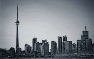 Black white city skyline tall - free vintage wallpaper