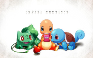 Pokemon group sitting white background - a caption free wallpaper for desktop