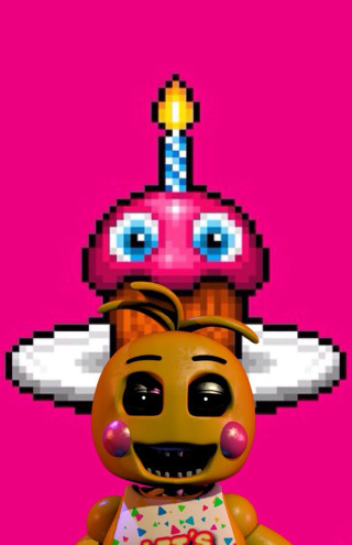 Pixel art dog birthday cake - little free wallpaper for mobile