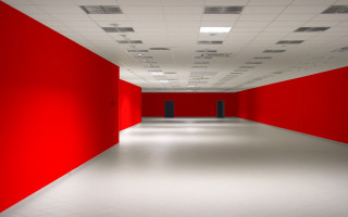 Long hallway red walls white 2 - donald judd free wallpaper