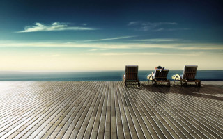 Two people sitting chairs deck - a deck free wallpaper for desktop