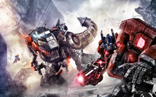 Robots fighting city giant background - key art free wallpaper for desktop