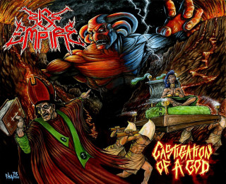 Man hammer demon head painting - a demon in the background free wallpaper