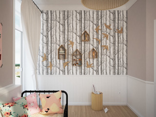 Bedroom tree wallpaper bed pillow - fine foliage lace free wallpaper