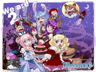 Anime characters purple background cartoon - official art free wallpaper for desktop