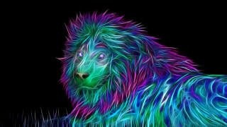 Colorful dog psychedelic glowing digital - his eye free wallpaper for desktop