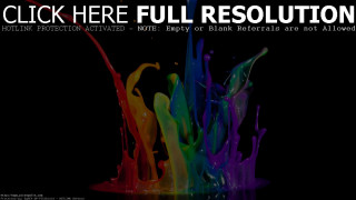 Black background colorful paint splash - side and the words free wallpaper