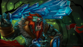 Cartoon blue helmet red beard - league of legends concept art free wallpaper for desktop