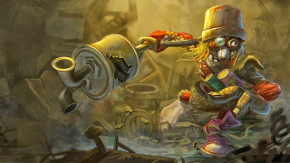 Cartoon character running dirty area - a machine free wallpaper