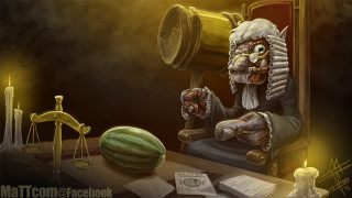 Old man chair scale watermelon - a painting of a man free wallpaper for desktop