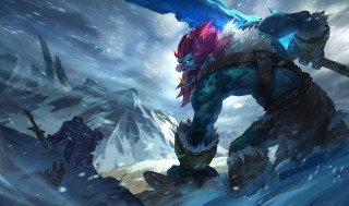 Monster largehead katana redhair snowing - a large head free wallpaper for desktop