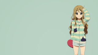 Girl longhair stripedshirt greenbackground redheart - striped free wallpaper