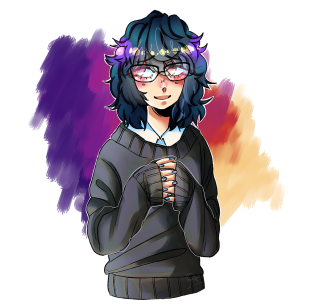 Person with glasses in sweater - digital art free wallpaper for tablet