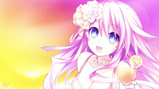 Girl flower drink lemon pink - a flower free wallpaper for desktop