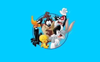 Cartoon characters circle blue background 2 - corneille free wallpaper