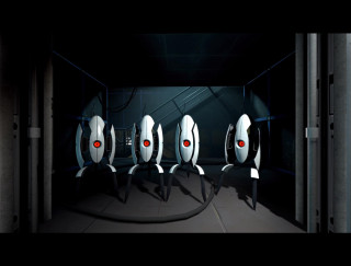 White robots red eyes standing - red eye free wallpaper