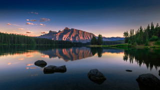 Mountain range lake sunset rocks - rock free wallpaper