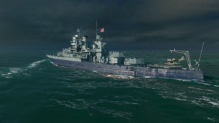 Battleship floating water cloudy sky 2 - water under a cloudy sky free wallpaper