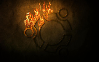 Fire symbol dark background yellow - cedric seaut keos masons free wallpaper