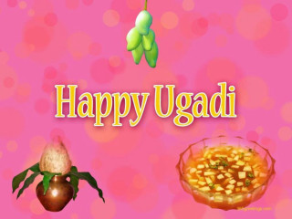 Happy ugadi fruit vegetable decoration - a colorful picture free wallpaper