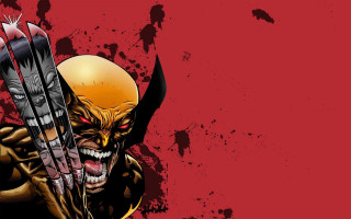 Wolverine red background face crossed - sword free wallpaper