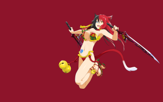 Woman costume flying sword ball - her hand and a bird free wallpaper
