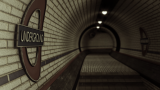 Underground station tunnel sign wall - side and a sign free wallpaper