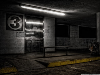 Bench dark room sign light - grim free wallpaper for desktop