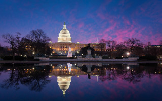Capitol building night pink sky - a pink sky in the background free wallpaper for desktop