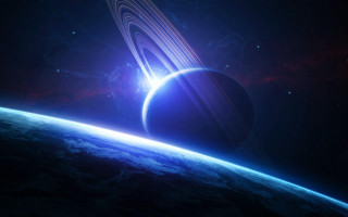 Space planet saturn ring starry - a distant star in the background free wallpaper