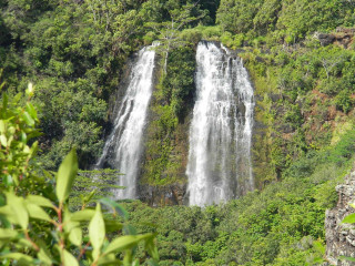 Waterfall forest man ledge impressionist - a waterfall in the middle of a forest free wallpaper