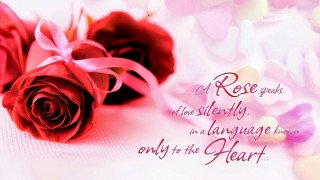 Two roses with message on - the heart free wallpaper