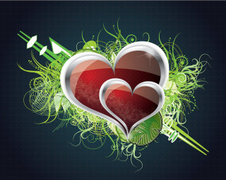 Hearts arrows green background floral - two heart free wallpaper