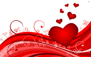 Red heart swirls flying hearts - a red heart free wallpaper