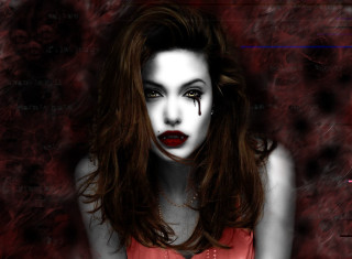 Woman makeup blood face eyes - dark fantasy free wallpaper for desktop