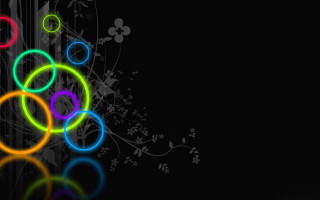 Black background colorful circle white - neon color free wallpaper