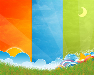 Colorful background grass field sky - surreal design free wallpaper for desktop