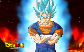 Blue haired vegeta fire background - a blue shirt free wallpaper