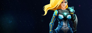 Woman space suit sword star - 2 d game art free wallpaper