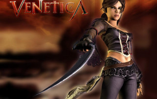 Woman costume sword red background 2 - a red sky free wallpaper