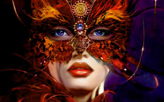 Woman mask red dress purple - mask free wallpaper