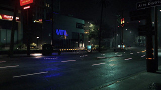 City street night bus stop - photorealistic lighting free wallpaper for desktop