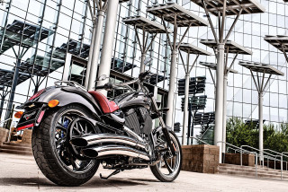 Motorcycle building windows staircase city - chica macnab free wallpaper