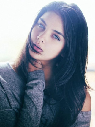 Aramenta longhair sweater portrait blurry - long dark hair free wallpaper for mobile