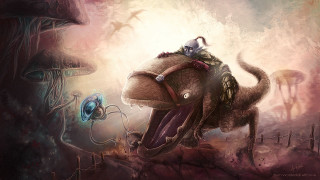 Dog helmet squid lightbulb painting - a light bulb free wallpaper